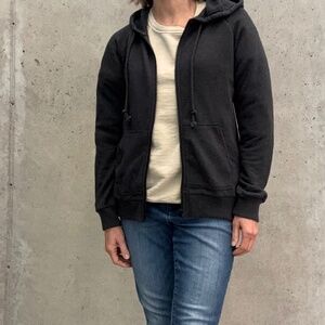 Zella Oversized All-Day Zip Hoodie with Back Pleat Black Grey size XS NWT